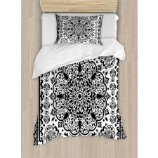 Lace Paisley Black Mehndi Duvet Cover Set