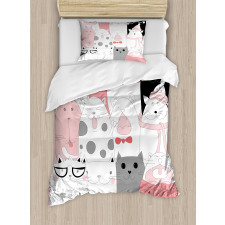 Funny Kittens Humor Doodle Duvet Cover Set