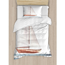 Sailing Theme Boat Waves Duvet Cover Set