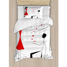 Couple with Hearts Duvet Cover Set