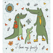 Alligator Family Cartoon Duvet Cover Set