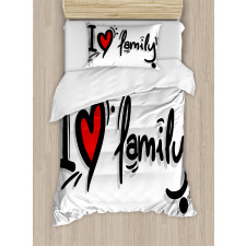 I Heart Family Pictogram Duvet Cover Set