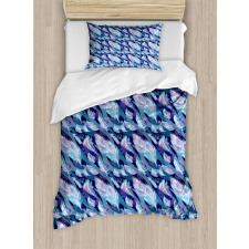 Feather and Wavy Design Duvet Cover Set