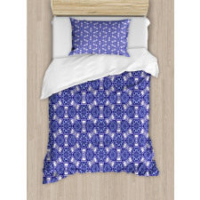 Indigo Floral Geometric Duvet Cover Set