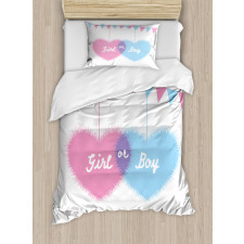 Girl Boy Hearts Flags Duvet Cover Set