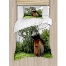 Wooden Hut in Forest Duvet Cover Set