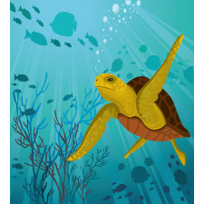 Cartoon Turtle Coral Duvet Cover Set