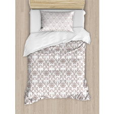 Taupe Colored Damask Duvet Cover Set