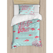 Fishes Coral Reef Aquatic Duvet Cover Set