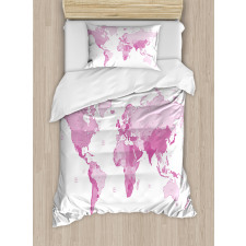 World Map Continents Duvet Cover Set