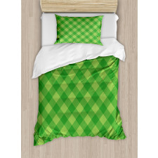 Retro Green Checkered Duvet Cover Set