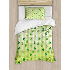 Checkered Retro Shamrocks Duvet Cover Set