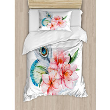 Peony and Peacock Duvet Cover Set