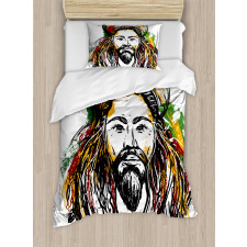 Rasta Man Sketch Portrait Duvet Cover Set