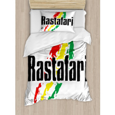 Grunge Rastafari Words Duvet Cover Set