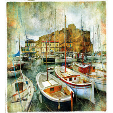 Boats in Naples Duvet Cover Set