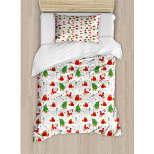 Xmas Tree Santa Claus Duvet Cover Set