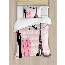 Woman Eiffel Tower Duvet Cover Set