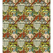 Old City Colorful Town Duvet Cover Set