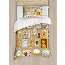 Family Tree of Kitty Humor Duvet Cover Set