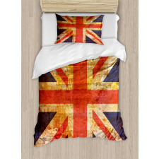 Union Jack Motif Grunge Duvet Cover Set