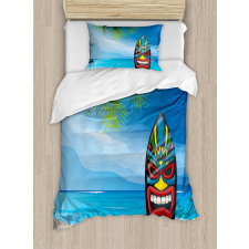 Tiki Surfboard Duvet Cover Set