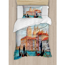 Watercolor Serene City Duvet Cover Set