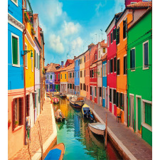 Colorful Buildings Boats Duvet Cover Set