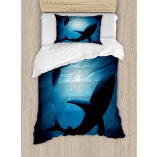 Fish Silhouettes Swimming Duvet Cover Set