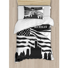 USA Flag Grunge City Duvet Cover Set