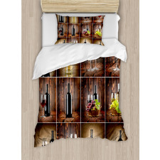 Grapes Meat Drink Collage Duvet Cover Set