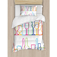 Colorful Outline Bottles Duvet Cover Set