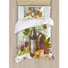 Vintage Wine and Cheese Duvet Cover Set