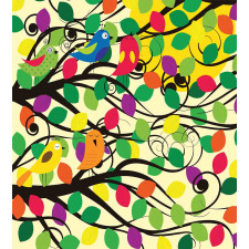 Happy Birds Colorful Tree Duvet Cover Set