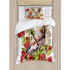 Colorful Bird and Shrubs Duvet Cover Set