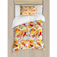 Ripe Berries Dried Leaves Duvet Cover Set