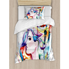 Grunge Young Woman Duvet Cover Set