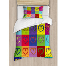 Vivid Heart Colorful Square Duvet Cover Set