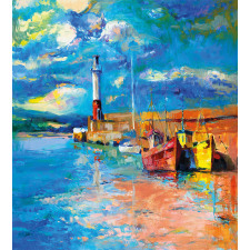 Oil Painting Lighthouse Duvet Cover Set