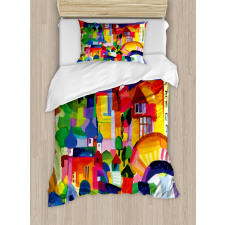 Modern Vivid Buildings Duvet Cover Set