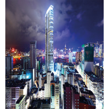 Downtown Hong Kong Night Duvet Cover Set