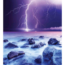 Stormy Sky Ocean Rocks Night Duvet Cover Set