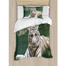 White Tiger Swimming Fun Duvet Cover Set