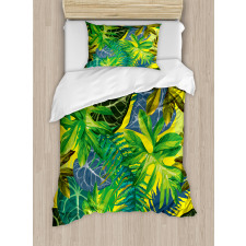 Exotic Leaves Watercolor Duvet Cover Set