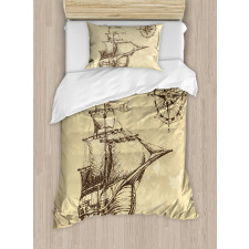 Old Paper Ship Duvet Cover Set