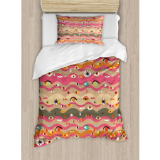 Wavy Lines Groovy Hippie Duvet Cover Set