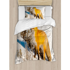 Red Fox in Snowy Nature Duvet Cover Set