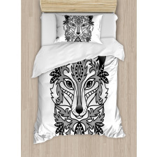 Ornamental Fox Face Curves Duvet Cover Set