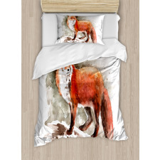 Watercolor Bushy Tail Tod Duvet Cover Set