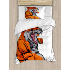 Muscular Sports Fox Mascot Duvet Cover Set